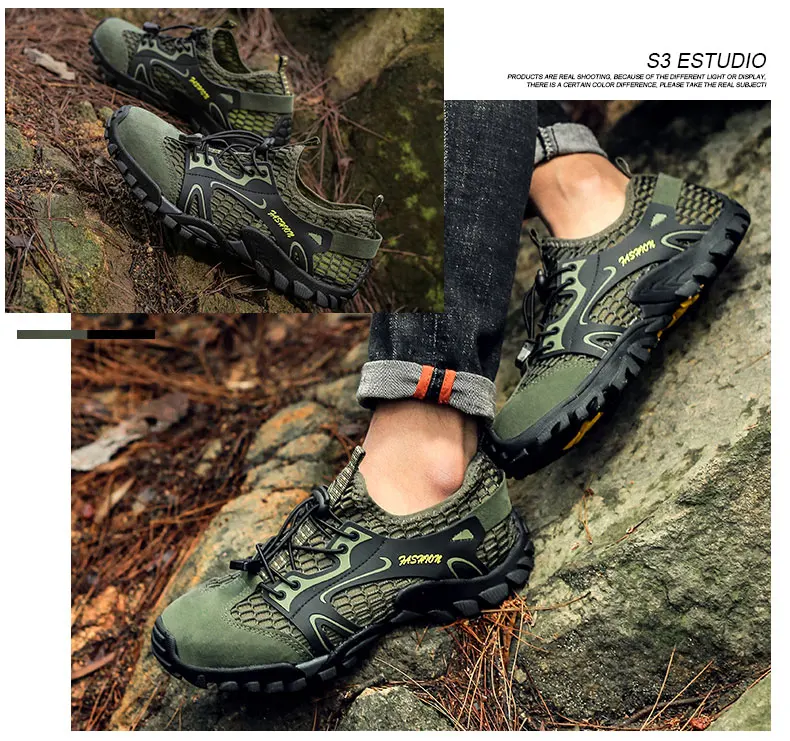 Men's Solid Color Creek Tracing Water Shoes Outdoor Beach Swimming Mountaineering Shoes Breathable Quick-Dry Aqua Shoes