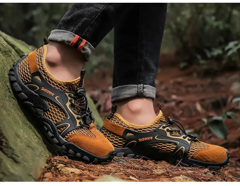Men's Solid Color Creek Tracing Water Shoes Outdoor Beach Swimming Mountaineering Shoes Breathable Quick-Dry Aqua Shoes