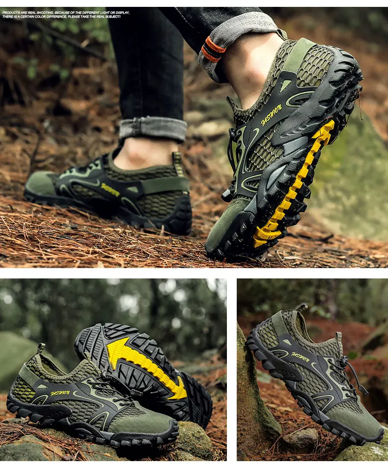 Men's Solid Color Creek Tracing Water Shoes Outdoor Beach Swimming Mountaineering Shoes Breathable Quick-Dry Aqua Shoes