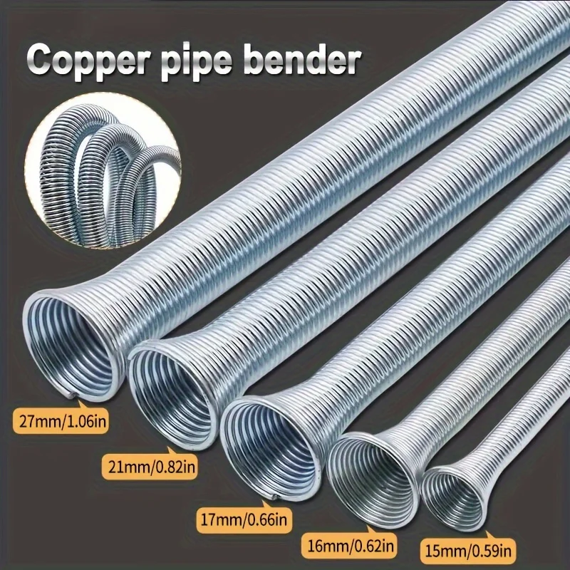 5pcs Premium Outside Style Spring Copper Tube Benders Manual Internal Folding Bending Line Pipe for O.D. 1/4" To 5/8" Pipes