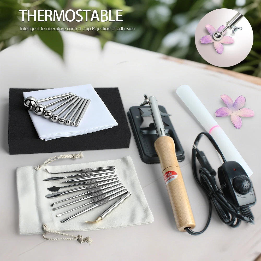 Fabric Flower Ironing Machine Ironing Ironing Tool Set Flower Making Tools DIY Adjustable Temperature Ball Spatula (EU Plugs)