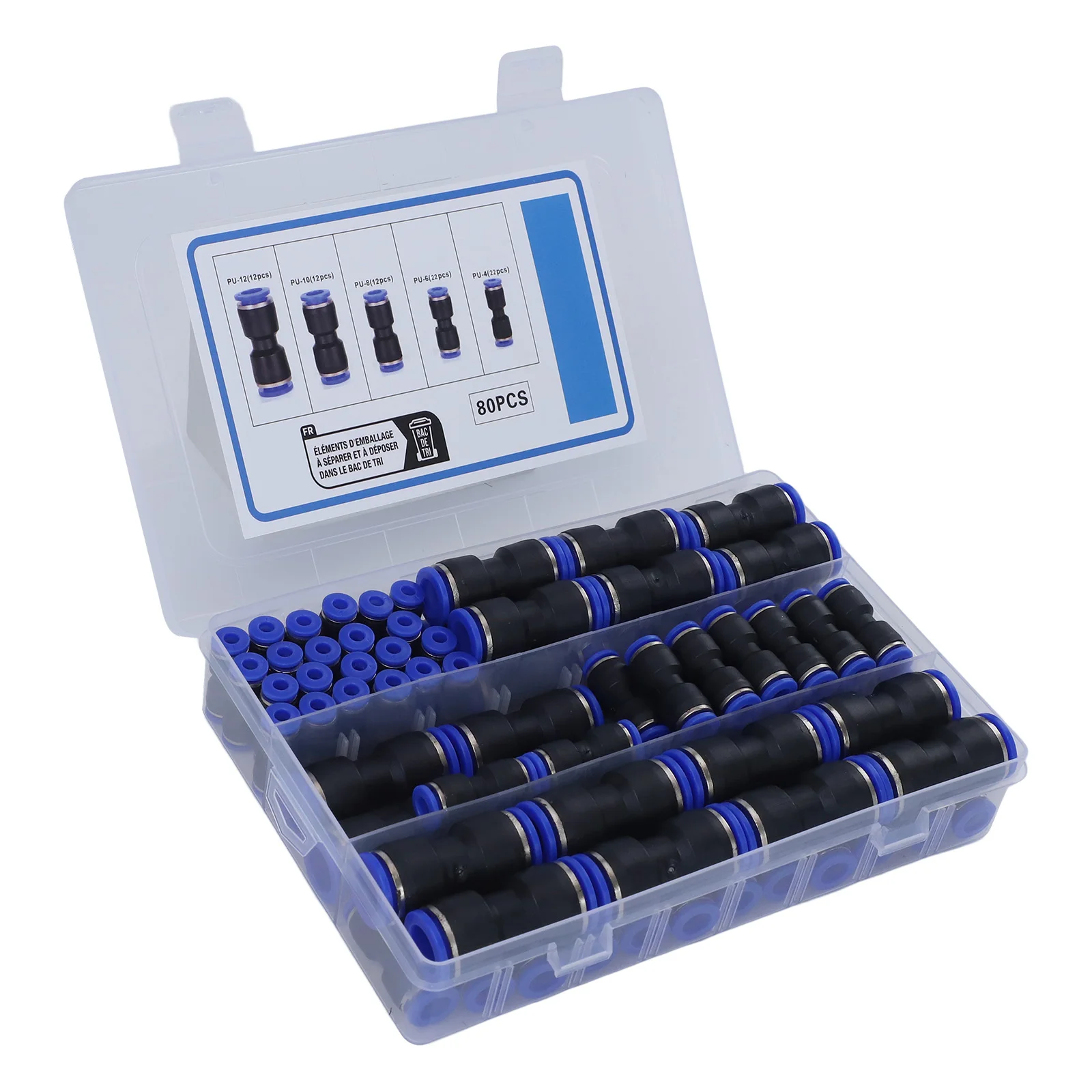Reliable Quick Connect Fittings Set of 80 Straight Push Connectors Designed for Strong Connections in Various Tubes