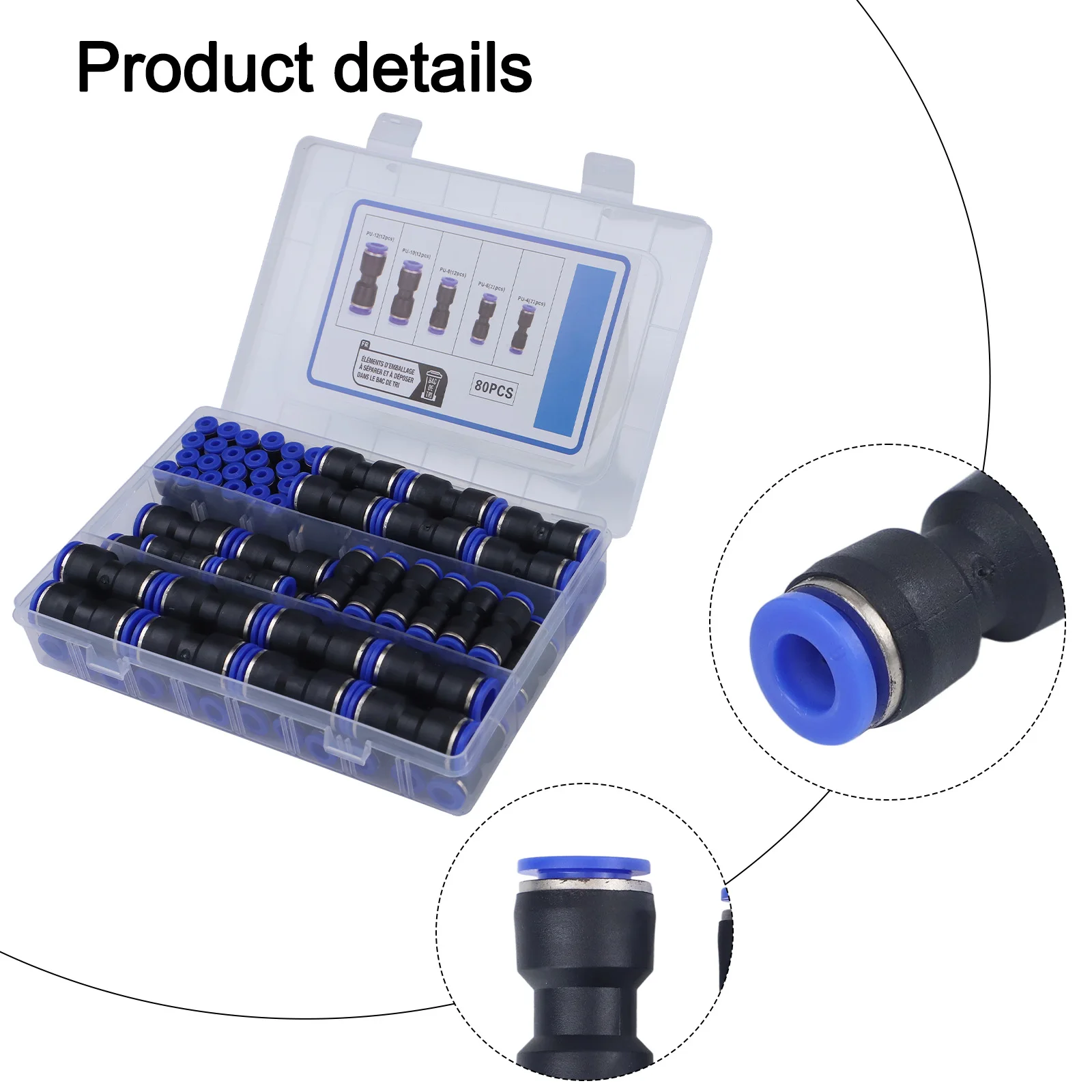 Reliable Quick Connect Fittings Set of 80 Straight Push Connectors Designed for Strong Connections in Various Tubes