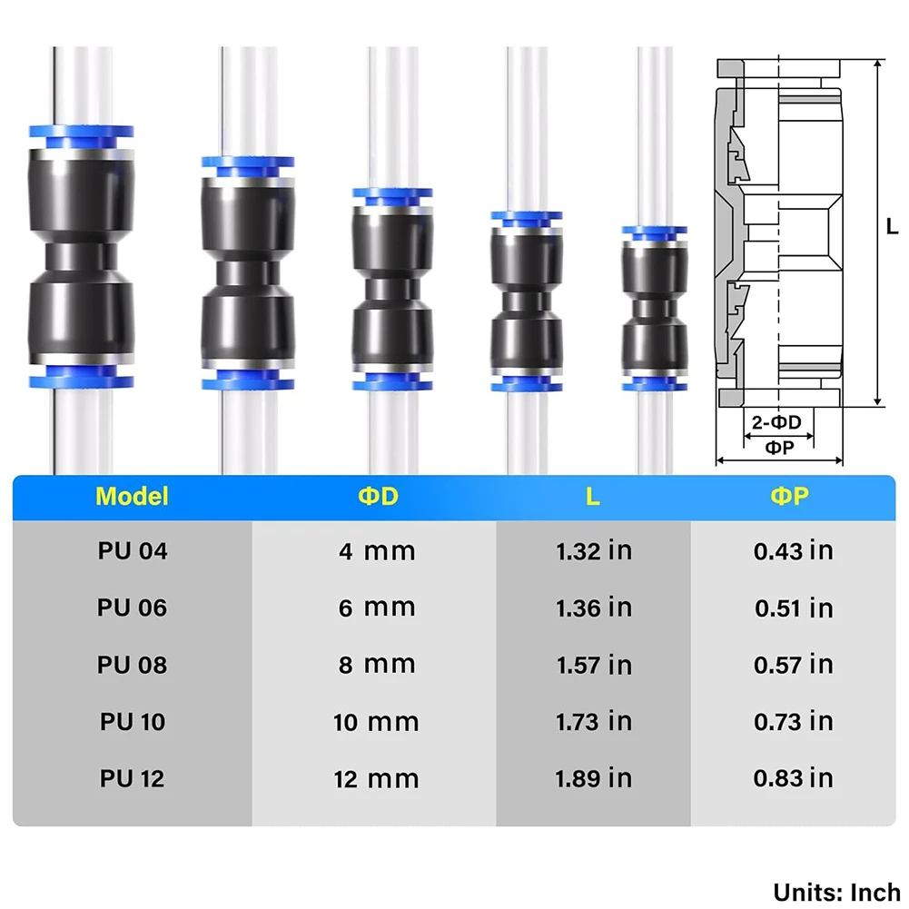 Reliable Quick Connect Fittings Set of 80 Straight Push Connectors Designed for Strong Connections in Various Tubes