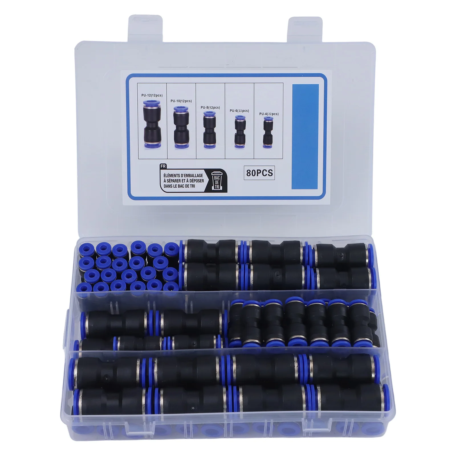 Reliable Quick Connect Fittings Set of 80 Straight Push Connectors Designed for Strong Connections in Various Tubes