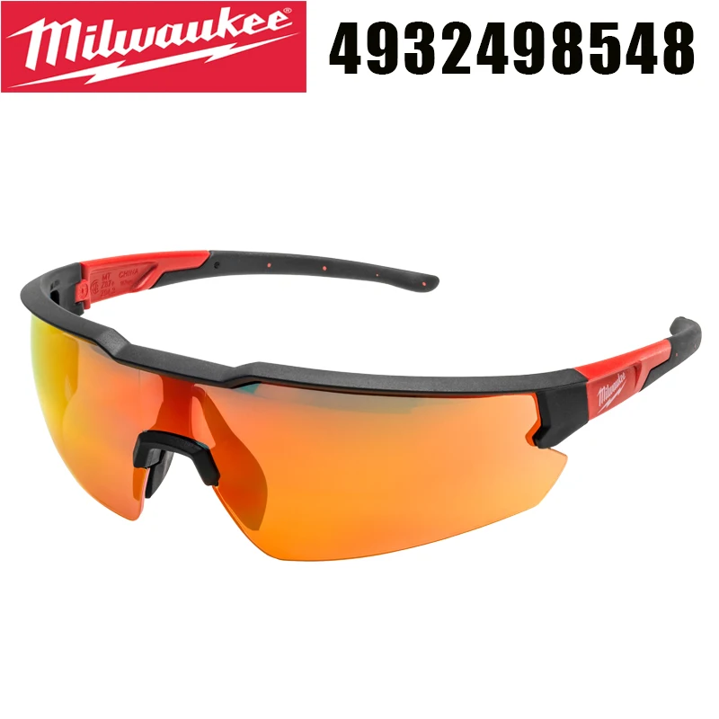 Milwaukee 4932498548 Enhanced Safety Glasses Red Mirror Comfort & SAFETY Outdoor Work Orange Lens Glasses