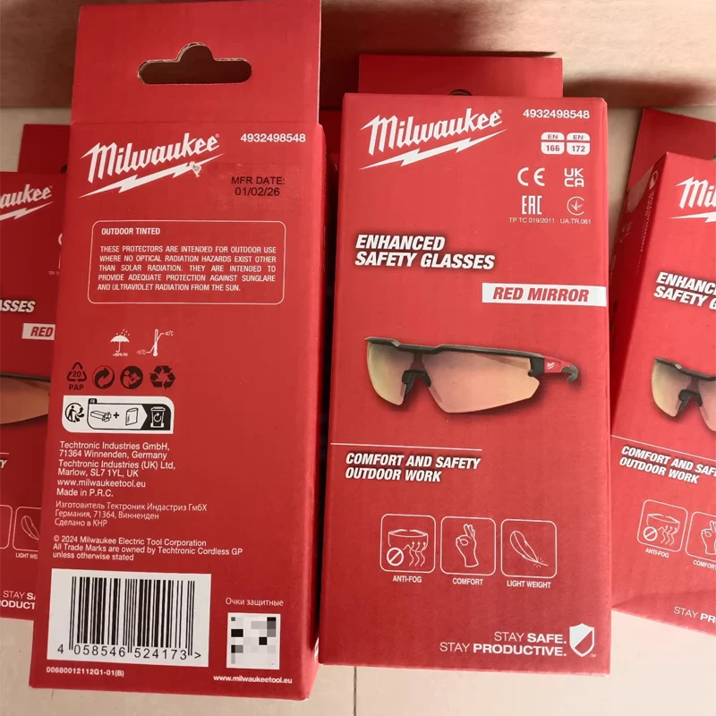 Milwaukee 4932498548 Enhanced Safety Glasses Red Mirror Comfort & SAFETY Outdoor Work Orange Lens Glasses