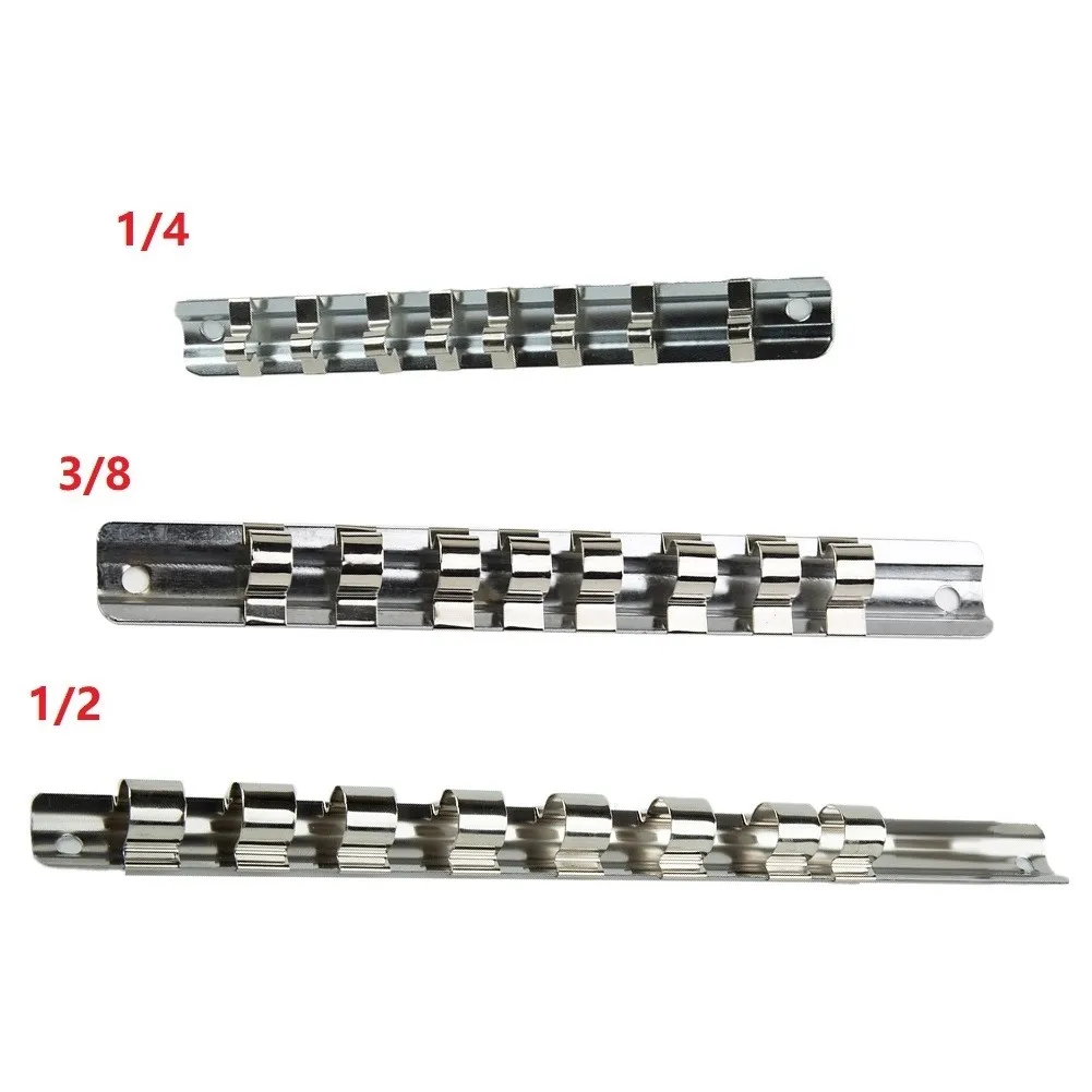 1Pcs Socket Rack Holder 1/4" 3/8" 1/2" With 8 Clips On Rail Tool Organizer Storage Socket Storage Rack For Storing Loose Socket