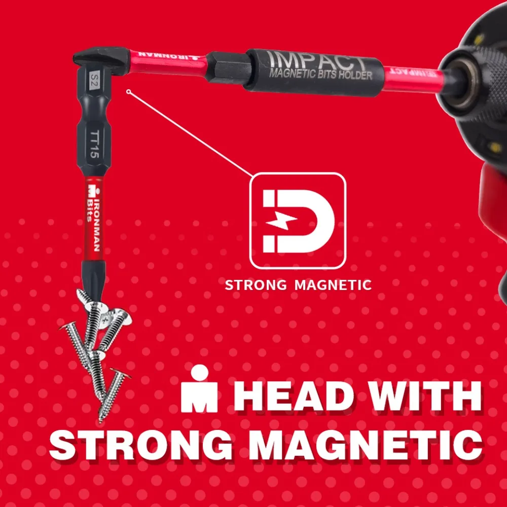 Impact Magnetic Extension Rod Set - 60/75/100/150mm, 1/4" Hexagon Power Drill Bits Holder