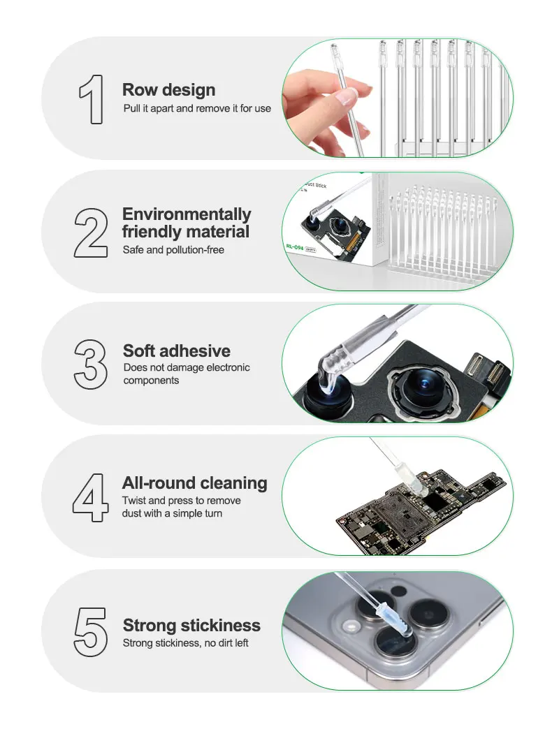 RELIFE RL-094 48PCS Camera Lens Cleaner Stick Synthetic Resin Gel Stick for IP Android Camera Lens Dust No Damage The Chip
