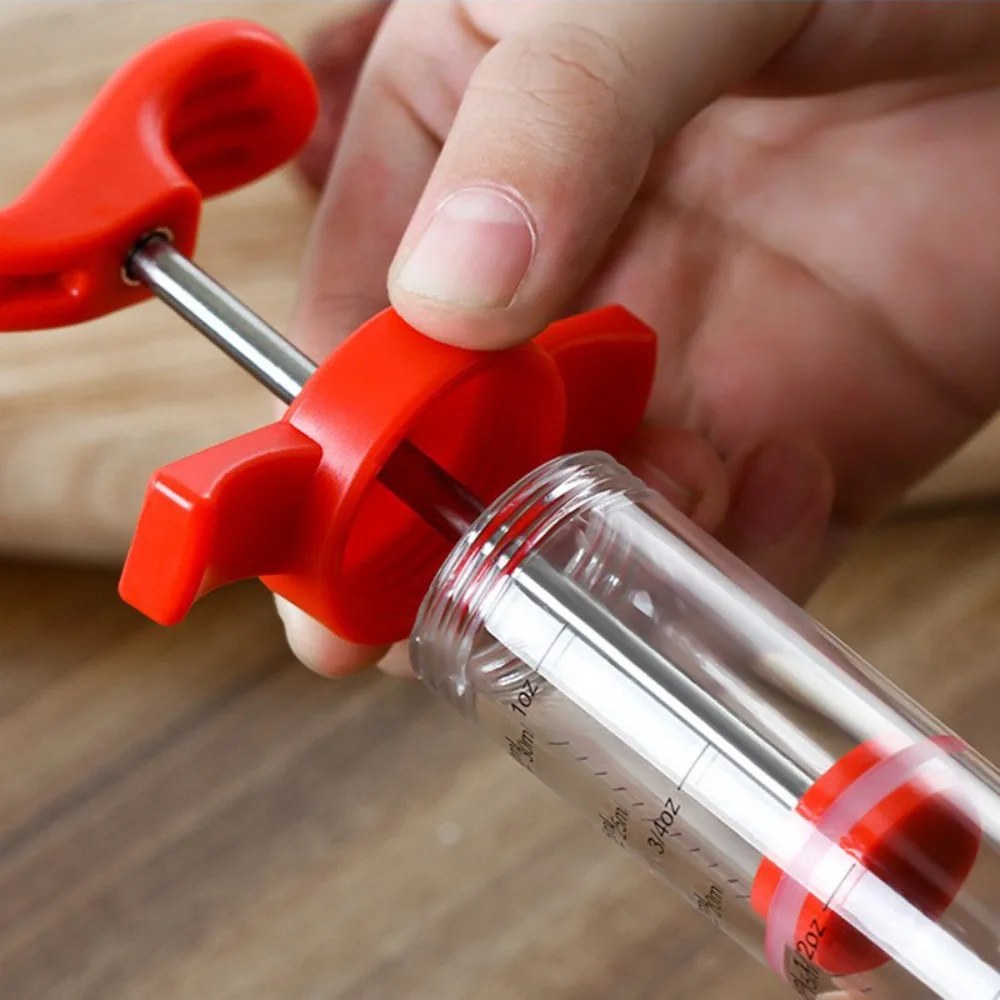 Food Grade PP BBQ Meat Syringe Kitchen Tools BBQ Meat Flavor Injector with 3 Stainless Steel Needles Kitchen for Home Outdoor