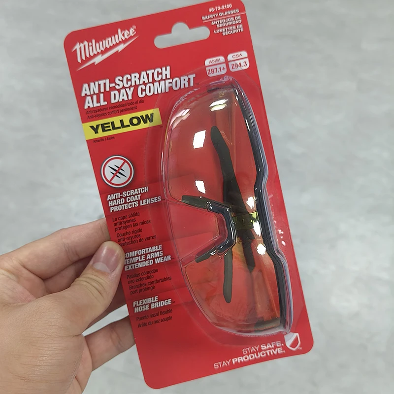 Milwaukee 48-73-2100 Safety Glasses Yellow Anti-Scratch Lenses Safety Goggles