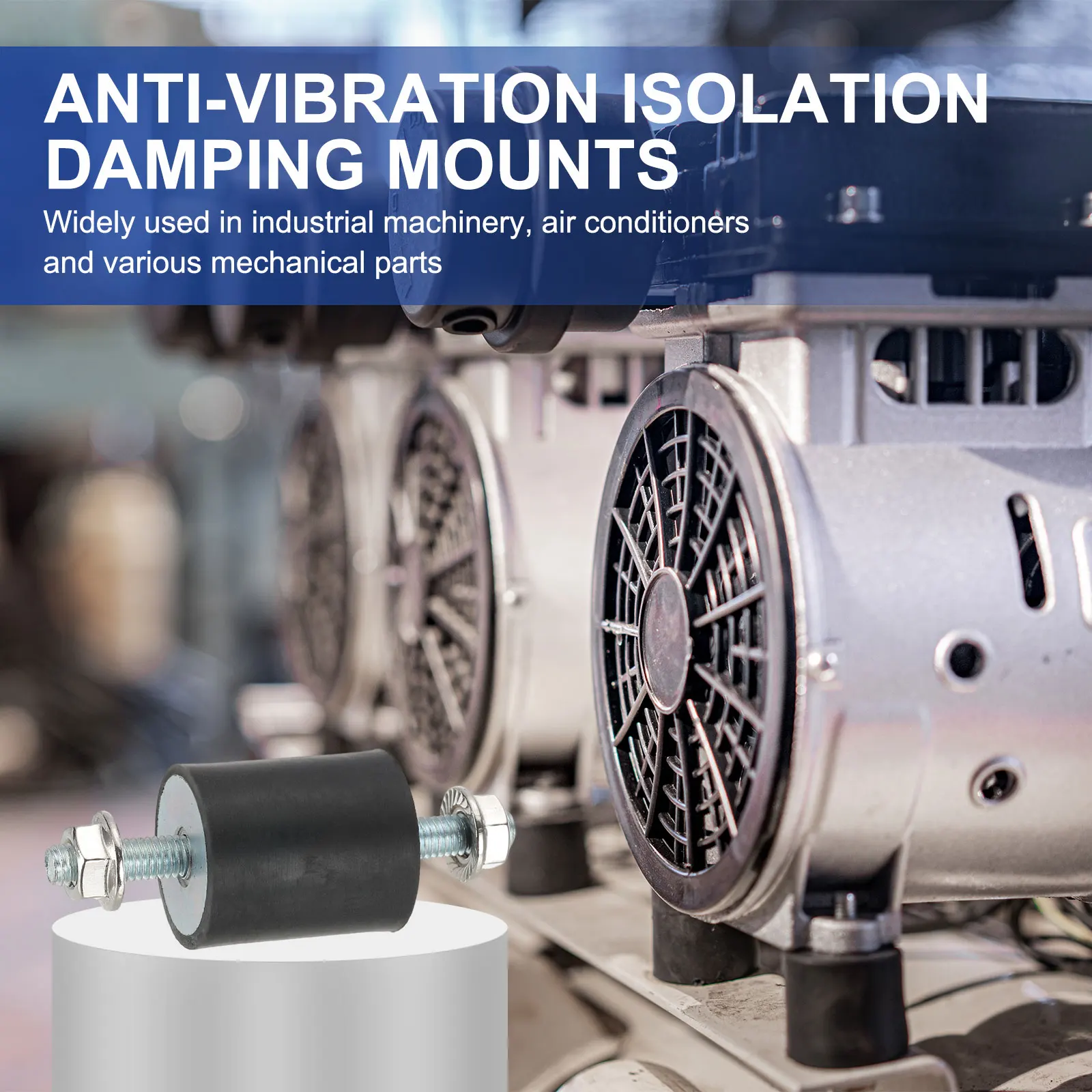4/8Pcs M3 M4 M5 M6 Rubber Isolator Mounts Rubber Studs Shock Absorber Anti-Vibration Isolation Damping Mounts with Lock Nuts