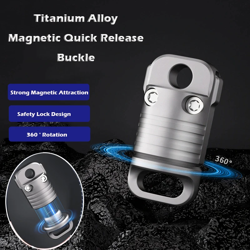 Titanium Alloy Magnet Quick Release Keychain 360° Rotatable Buckle Anti Stripping Dog Walking Buckle Safety Lock Design