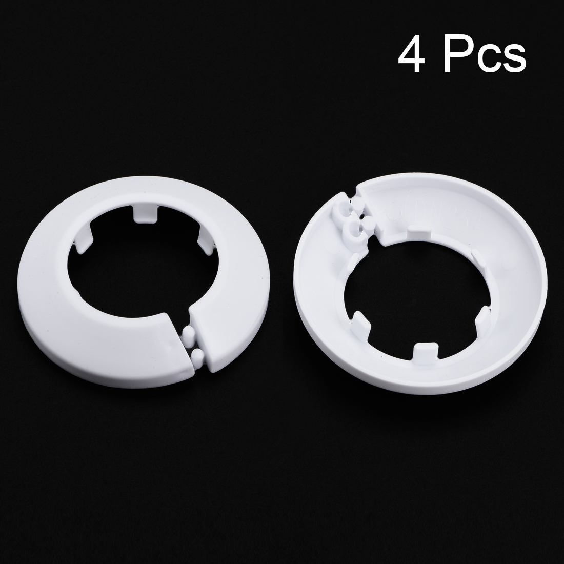 Uxcell 4Pcs Pipe Collar 13/17/21/25/33/35/41.5/44/50/64/75/90mm PP Radiator Escutcheon Pipe Cover Decoration White/Black