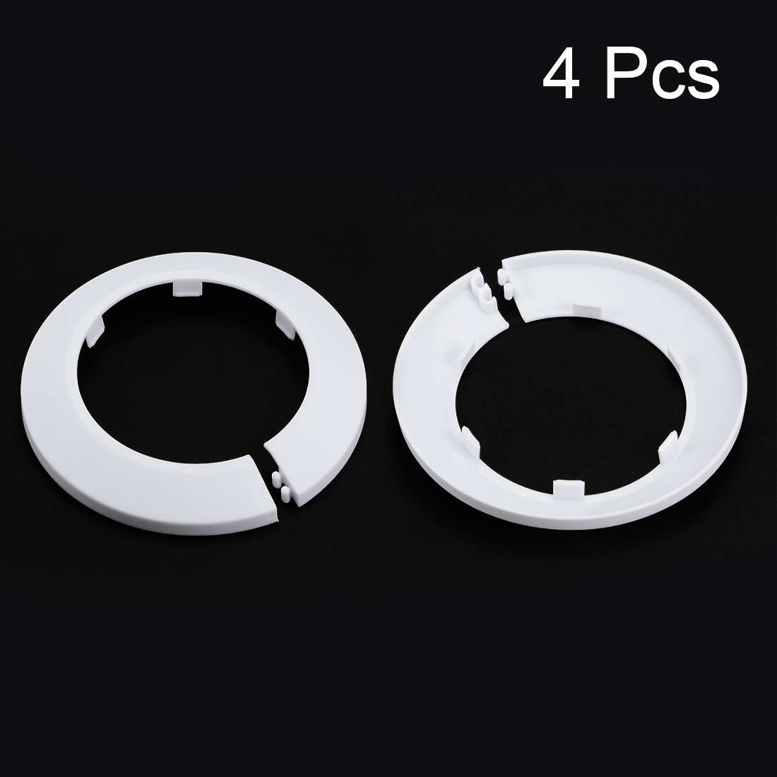 Uxcell 4Pcs Pipe Collar 13/17/21/25/33/35/41.5/44/50/64/75/90mm PP Radiator Escutcheon Pipe Cover Decoration White/Black
