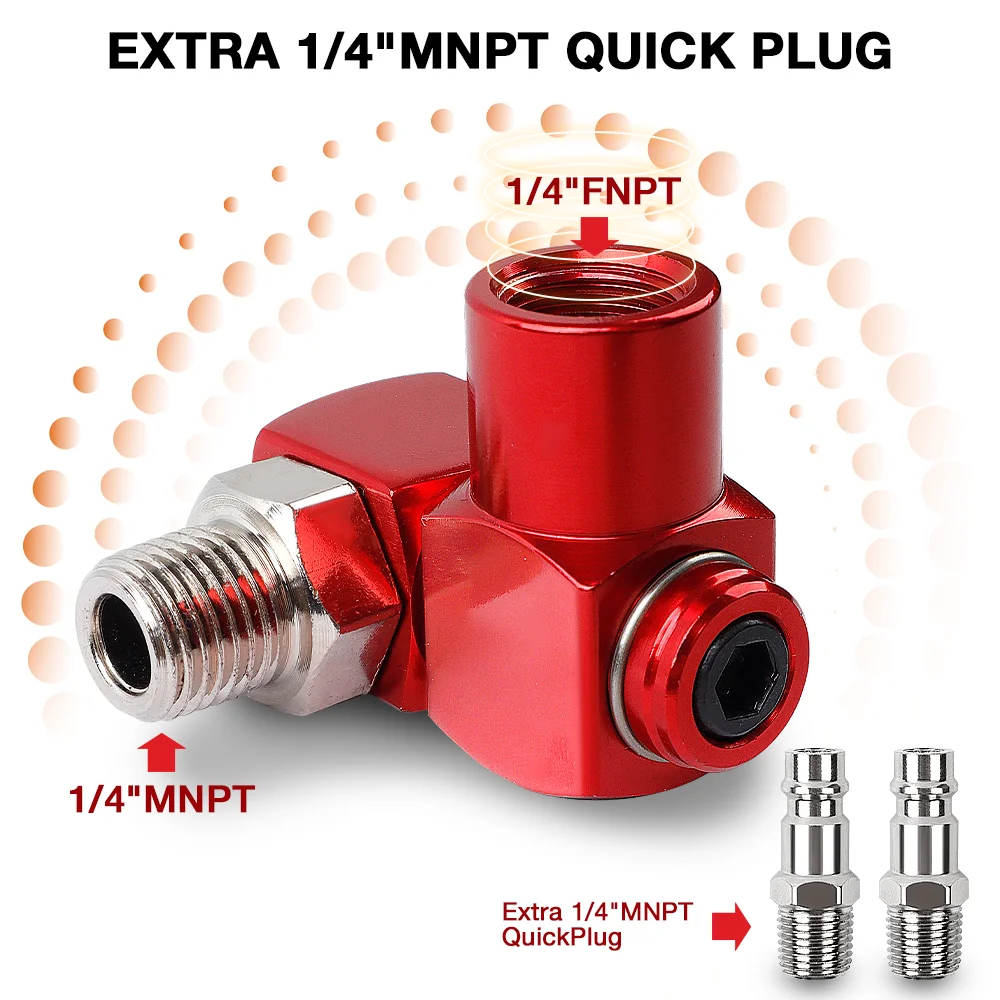 1/4" NPT Connector, 360° Swivel Air Hose Connector,Home Air Pipe Interface, Air Compressor Accessories,Air Tools, Pipe Interface