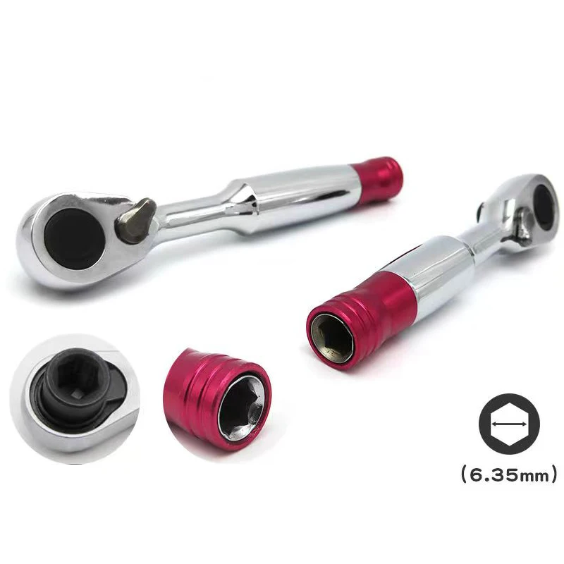Mini Hex Wrench Hand Sockets Ratchets 2 in 1 1/4 Wrench Set Screwdriver Torques Spanners Hand Repair Tool for Vehicle Bicycle