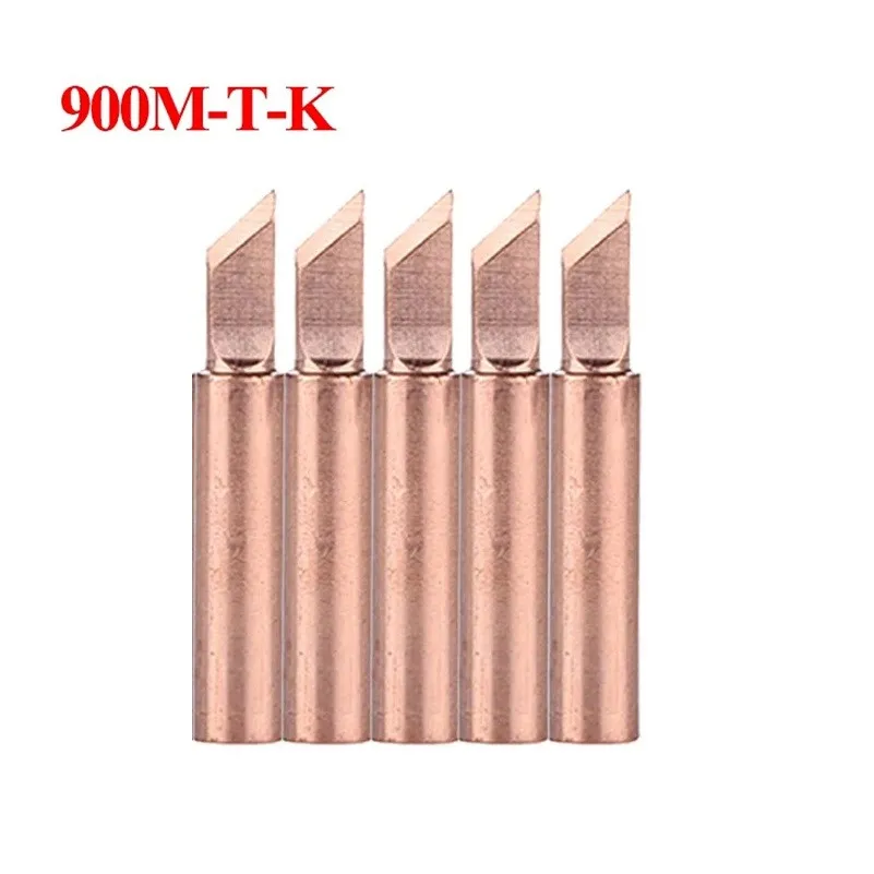 5pcs/set 900M-T Pure Copper Copper Soldering Iron Tip Lead-Free Welding Solder Tip 933.907.951/900M-T-IS/900M-T-1.6D/900M-T-4C