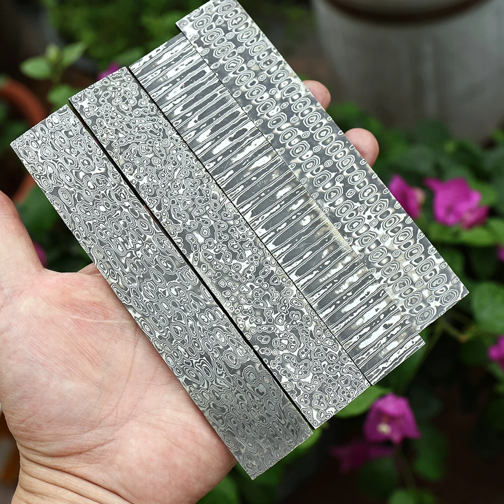 Factory Direct Damascus Steel Strip, Heat Treated & Surface Ground DIY Knife Making Blade Material Chef & Outdoor Knives Wholesa