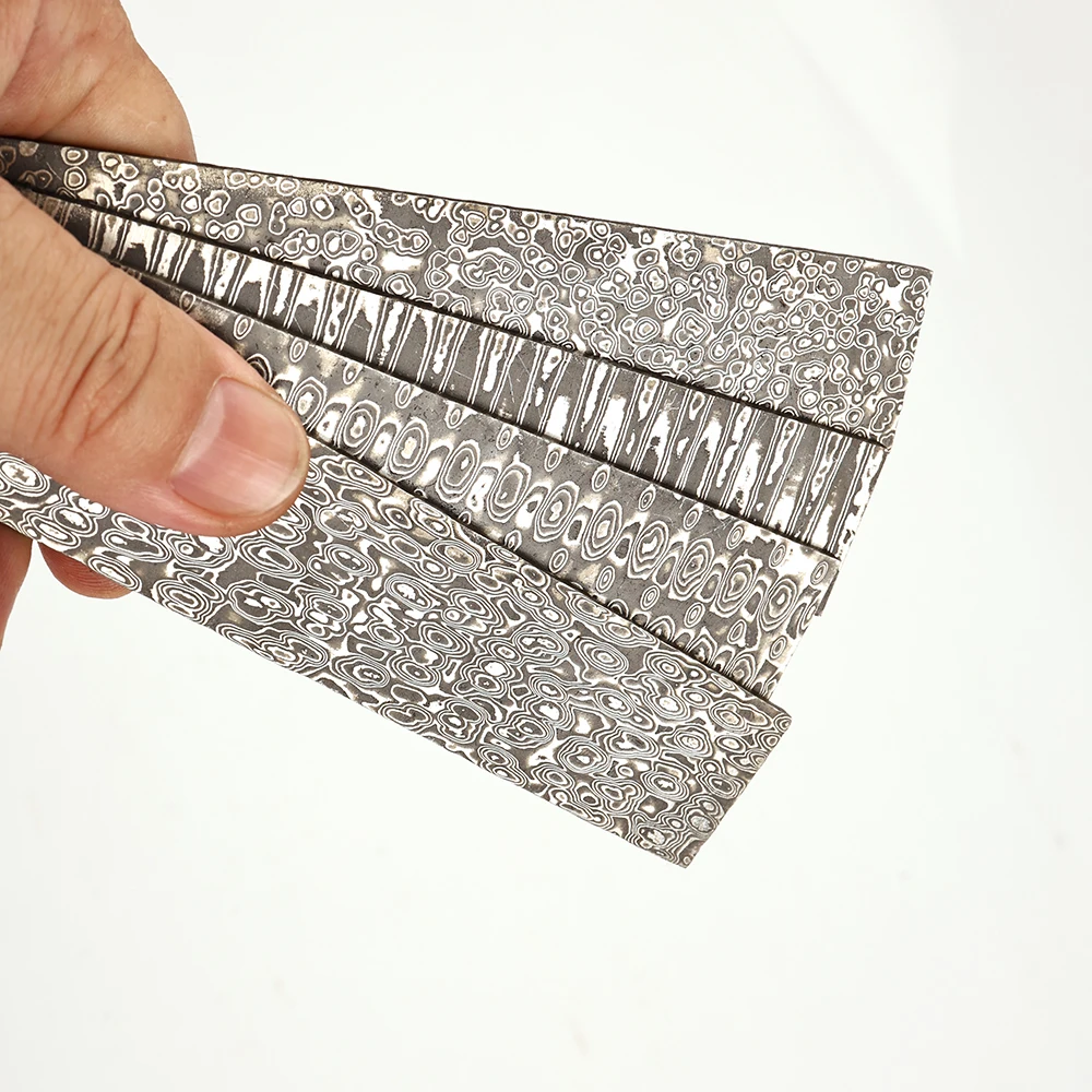 Factory Direct Damascus Steel Strip, Heat Treated & Surface Ground DIY Knife Making Blade Material Chef & Outdoor Knives Wholesa