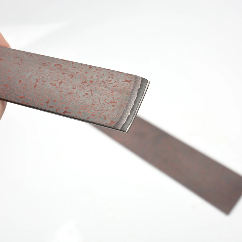 Copper Damascus San Mai Steel Bar, 45 Layers Cu-Mai Knife Blade Blank, Pre-hardened Stainless Steel for DIY Knife Making
