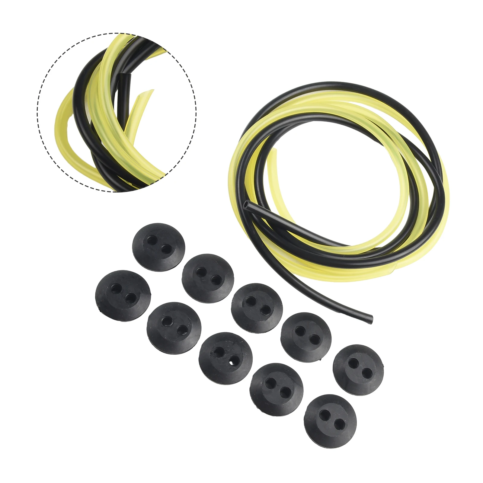 12pcs 2 Holes Fuel Tank Grommet Rubber With Fuel Line Pipe For Brush Cutter Grass Trimmer Engine Part Garden Tool