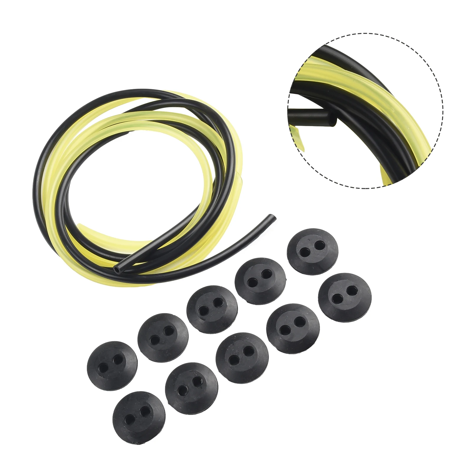 12pcs 2 Holes Fuel Tank Grommet Rubber With Fuel Line Pipe For Brush Cutter Grass Trimmer Engine Part Garden Tool