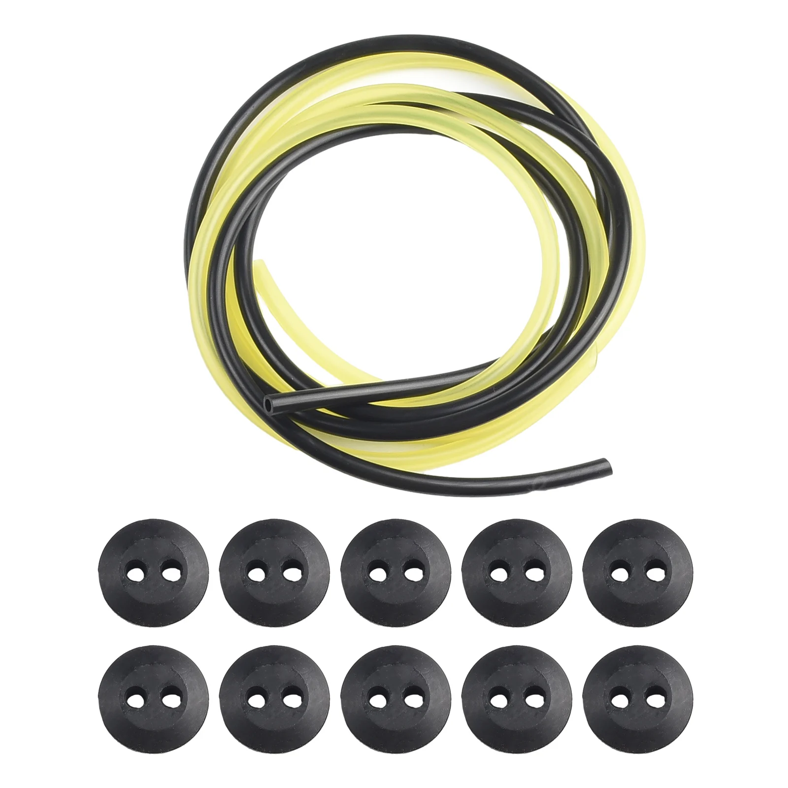12pcs 2 Holes Fuel Tank Grommet Rubber With Fuel Line Pipe For Brush Cutter Grass Trimmer Engine Part Garden Tool