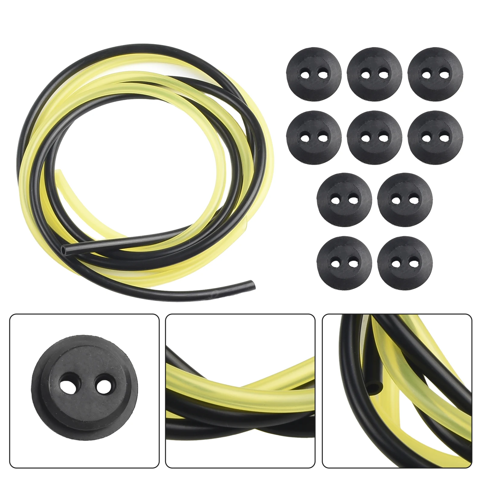 12pcs 2 Holes Fuel Tank Grommet Rubber With Fuel Line Pipe For Brush Cutter Grass Trimmer Engine Part Garden Tool