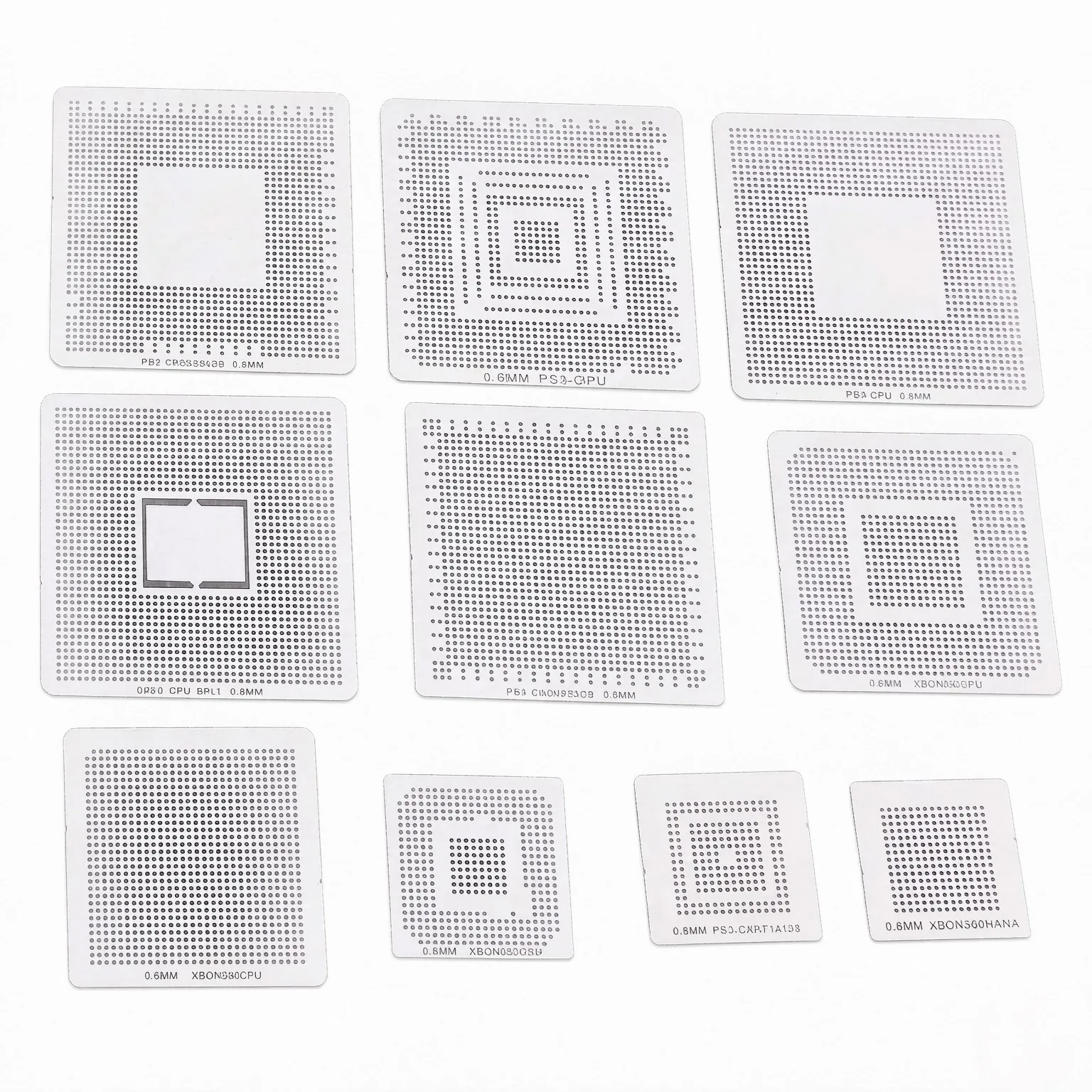 10pcs Heat Directly Rework BGA Reball Reballing Stencils Template For XBOX360 PS3 Chip Repair
