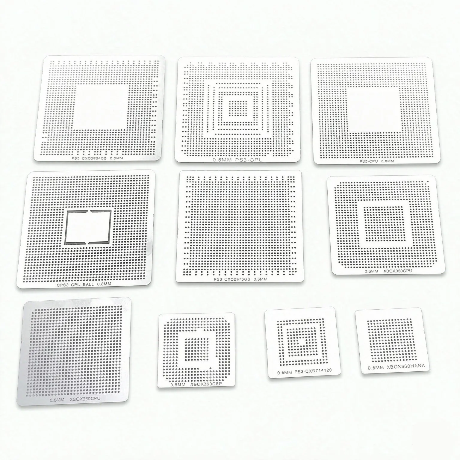 10pcs Heat Directly Rework BGA Reball Reballing Stencils Template For XBOX360 PS3 Chip Repair
