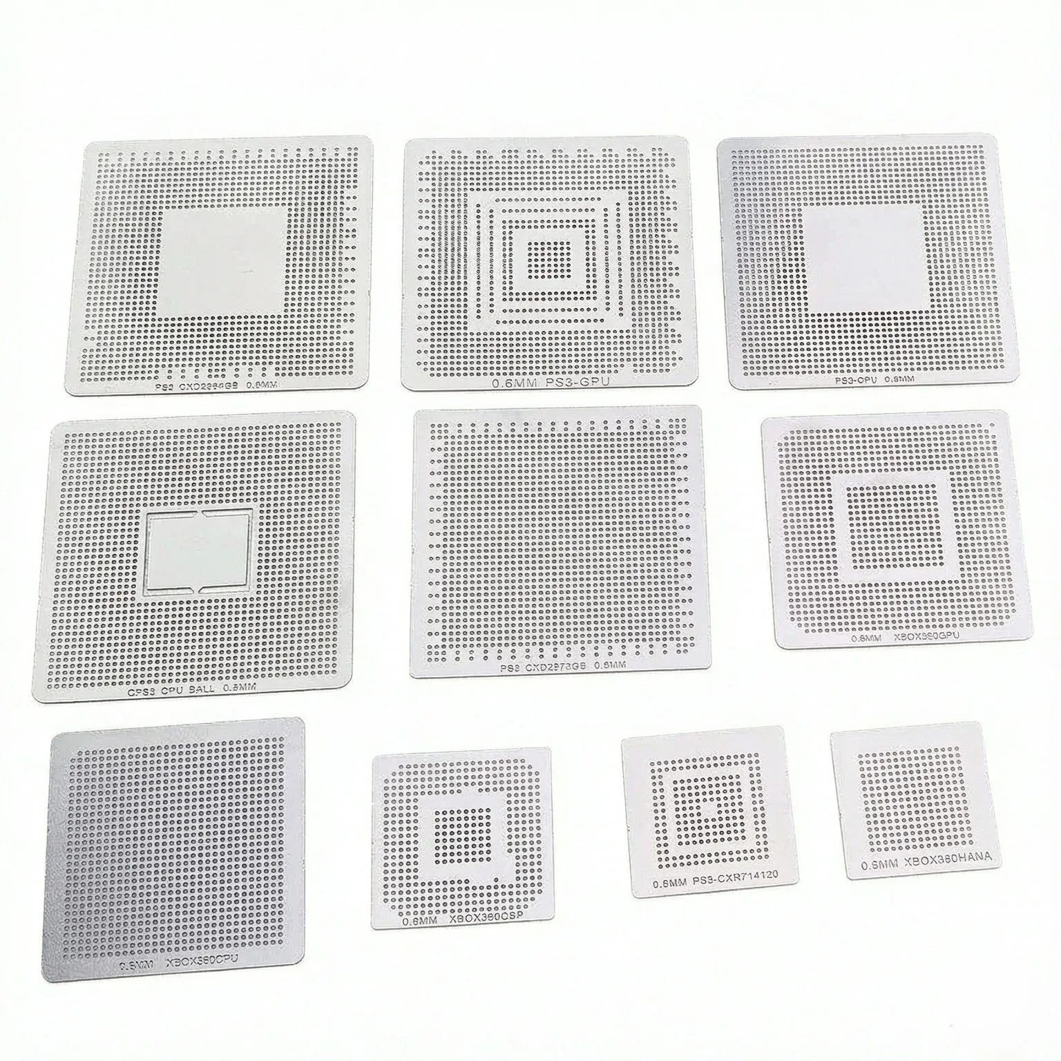 10pcs Heat Directly Rework BGA Reball Reballing Stencils Template For XBOX360 PS3 Chip Repair