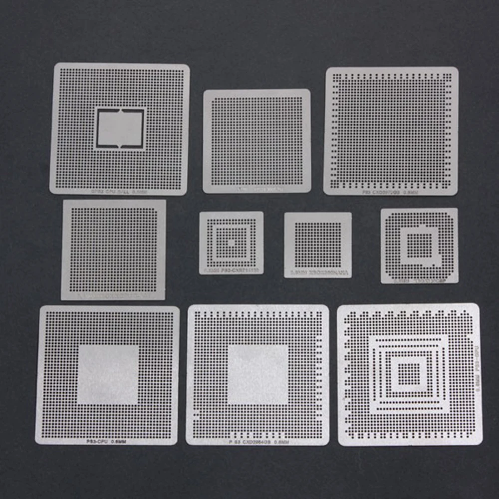 10pcs Heat Directly Rework BGA Reball Reballing Stencils Template For XBOX360 PS3 Chip Repair