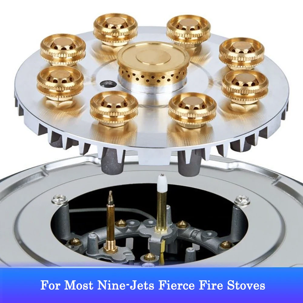 9 PCS Brass Household Stove Nozzles 9 Cores Household Stove Accessories Stove Copper Nozzle Fierce Fire Stove Parts