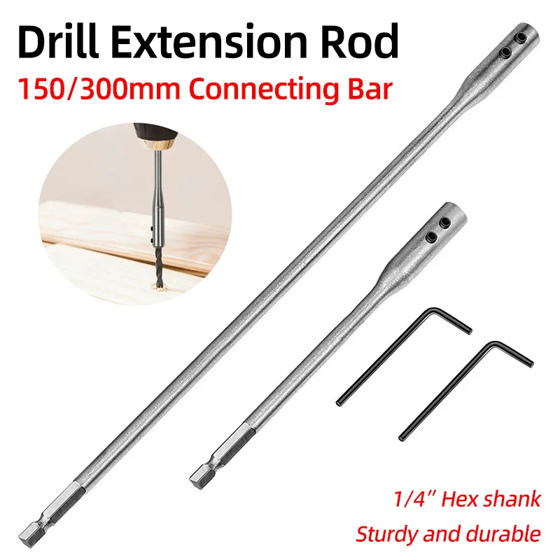 Drill Bit Extension Connecting Rod 150/300mm 1/4” Hex Shank Screwdriver Bit Holder Extension Bars Extender Electric Drill Tools