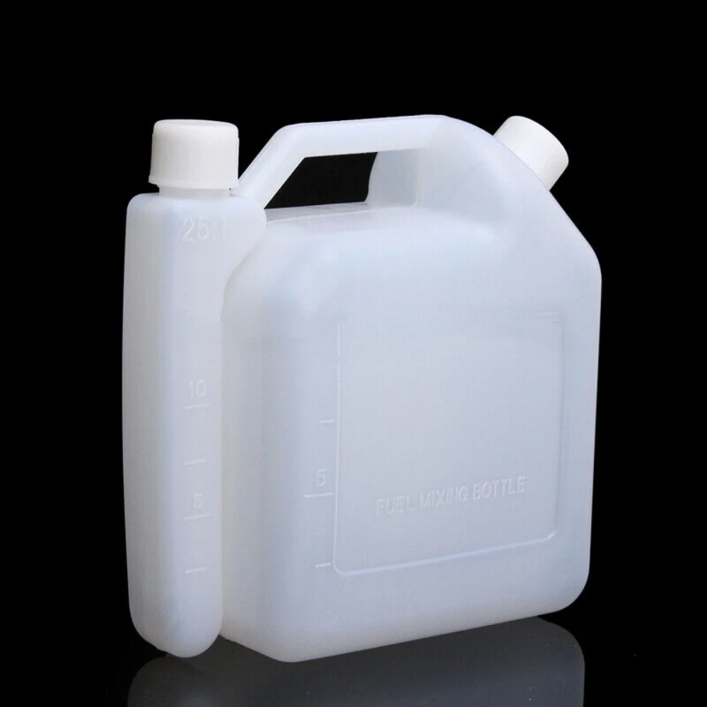 1 L Oil Pot Petrol Fuel Mixing Bottle Tank 2 Stroke For Chainsaw Trimmers 1:25 50:1 Lawn Mowers Line Strimmers Garden Supplies