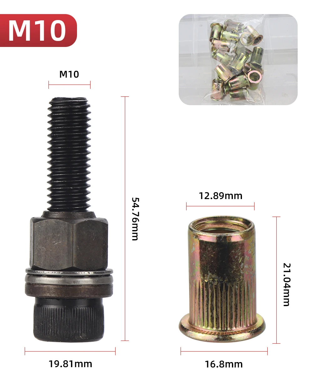 21pcs Hand Rivet Nut Head Set Rivet nut tool Manual Riveter Rivnut Tool Accessory for Nuts M3 M4 M5 M6 M8 M10 M12 Simple install