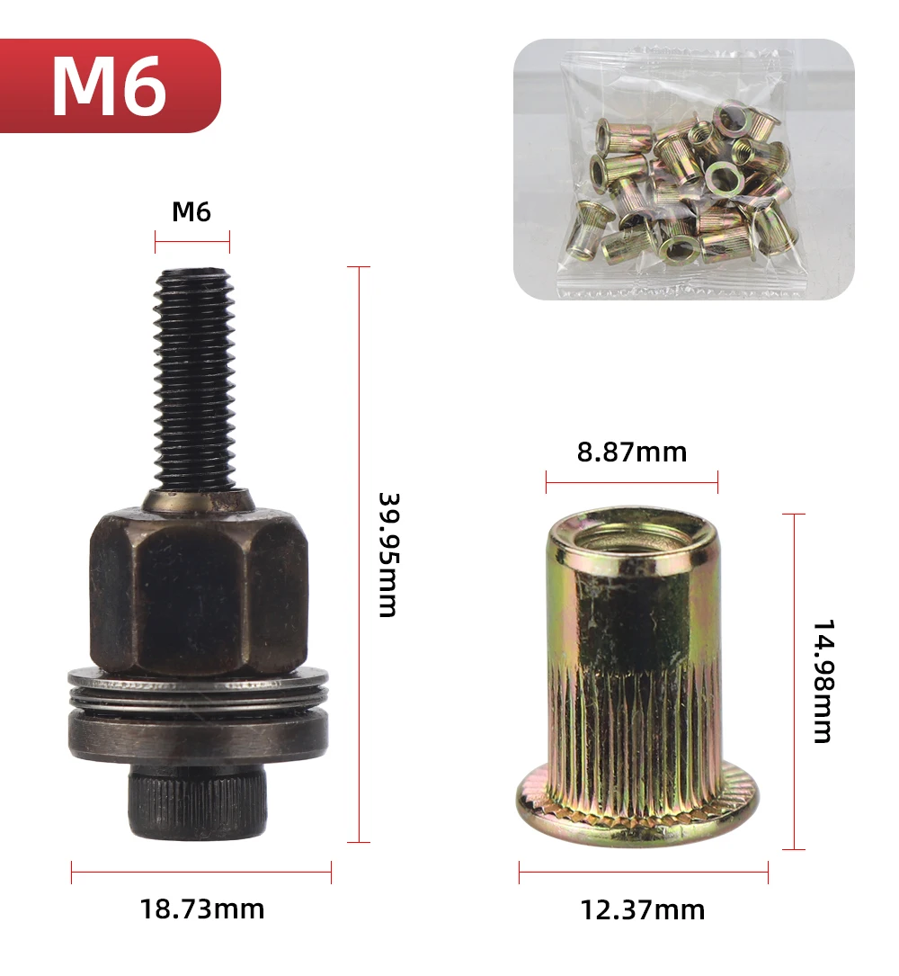 21pcs Hand Rivet Nut Head Set Rivet nut tool Manual Riveter Rivnut Tool Accessory for Nuts M3 M4 M5 M6 M8 M10 M12 Simple install
