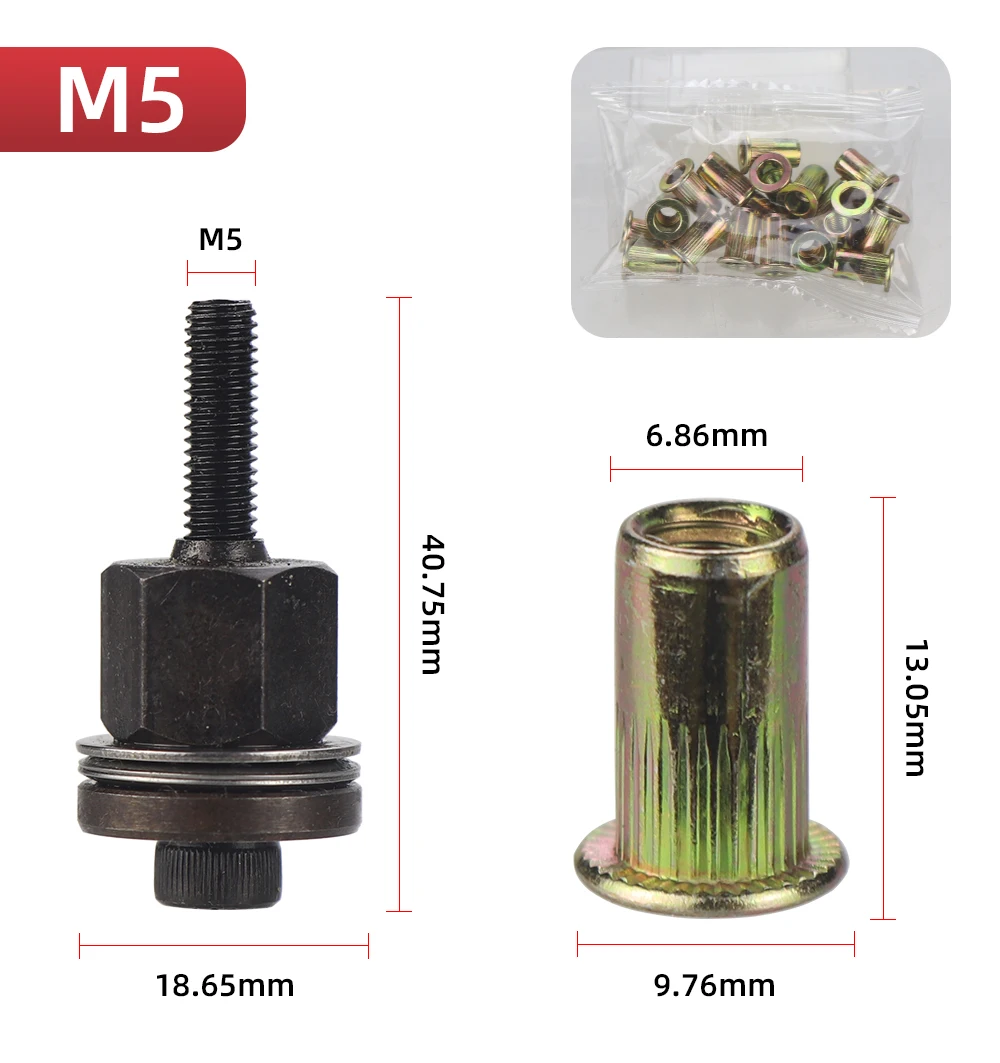 21pcs Hand Rivet Nut Head Set Rivet nut tool Manual Riveter Rivnut Tool Accessory for Nuts M3 M4 M5 M6 M8 M10 M12 Simple install