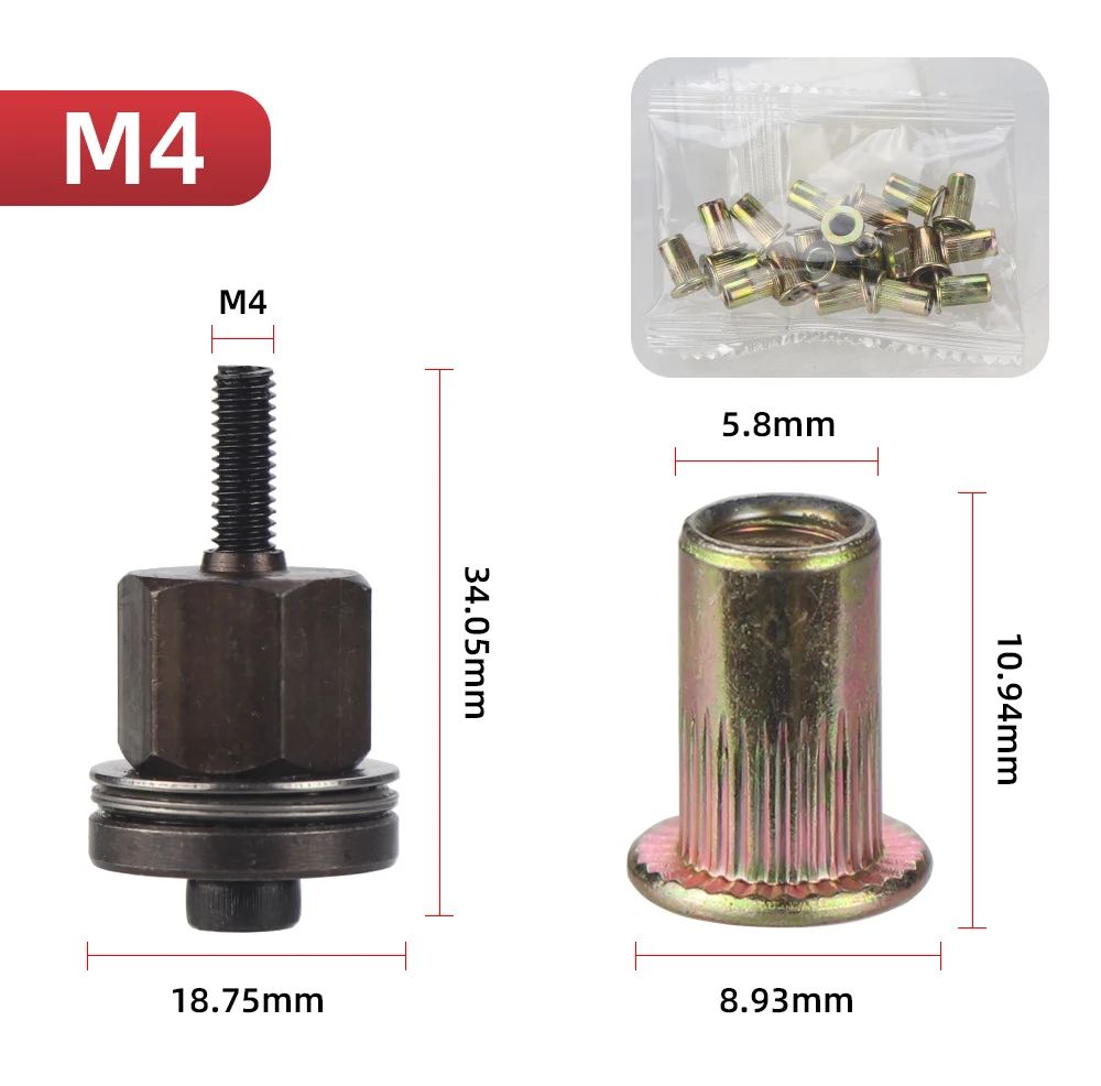 21pcs Hand Rivet Nut Head Set Rivet nut tool Manual Riveter Rivnut Tool Accessory for Nuts M3 M4 M5 M6 M8 M10 M12 Simple install