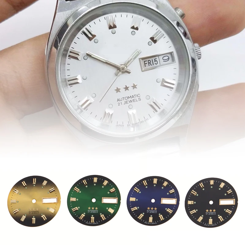 New 1Pc Vintage 3 Stars Watch Dial DIY Parts Dual Calendar Literal Men's Watch Accessories For 46941/46943 Movement