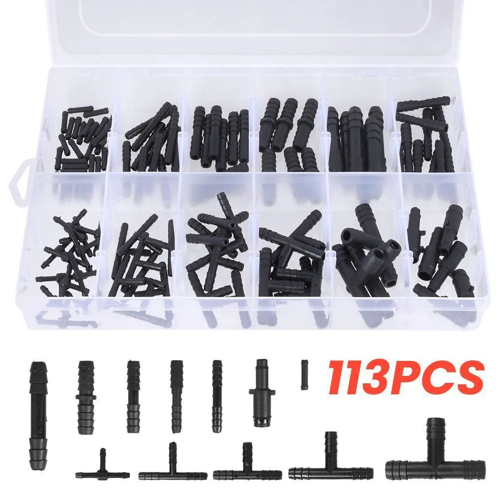 Car Hose Connector Assortment Reducer Set Plastic Straight T Piece Connectors For Cooling Systems Fuel Systems Garden Tools