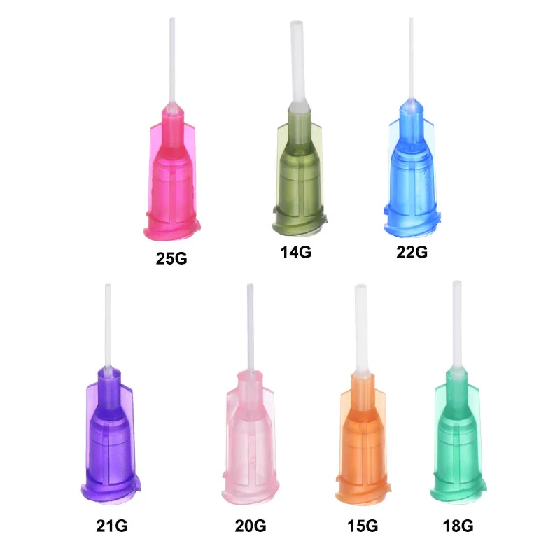 10/20pcs Precision Liquid Dispenser Syringe Needles 14G 15G 18G 20G 21G 22G 25G 1/2" Flexible Needle Gauge Tips Glue Dispensing