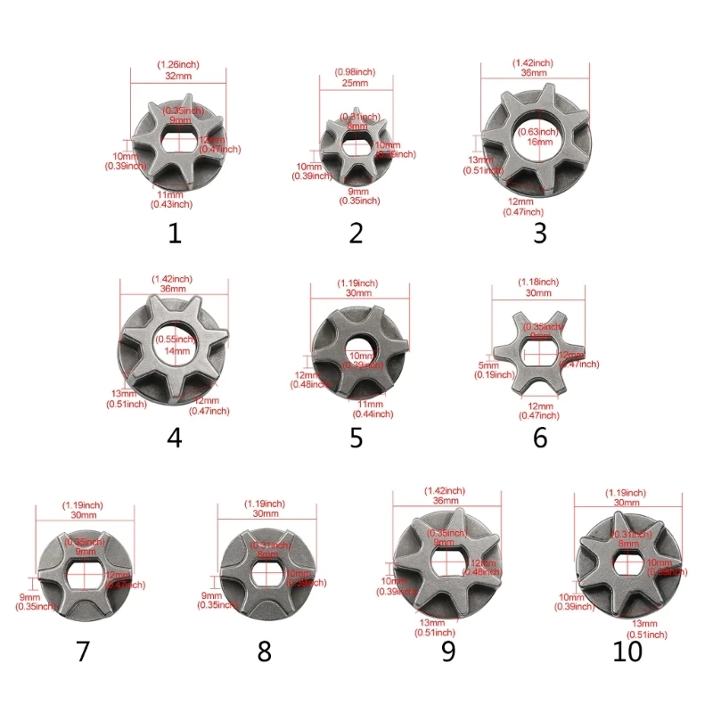 M10 M14 M16 Sprocket Chain Saw Gear for Grinder Replacement Gear Chainsaw 7/6/3 Tooth Electric Bracket Power Tool M4YD