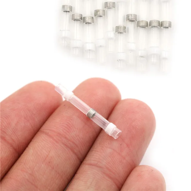 100pcs SST-S11 AWG26-24 Seal Heat Shrink Butt Wire Connectors Terminals 0.25-0.34mm White Solder Sleeve Waterproof