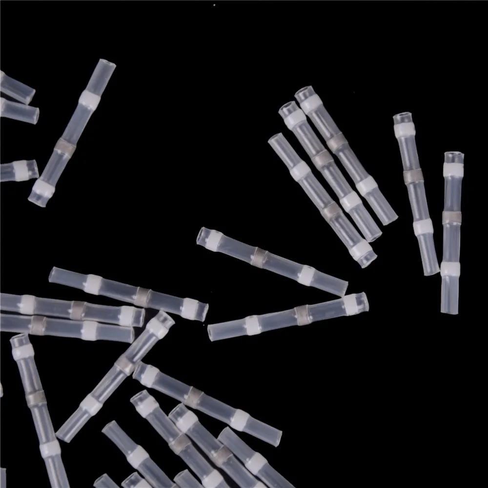 100pcs SST-S11 AWG26-24 Seal Heat Shrink Butt Wire Connectors Terminals 0.25-0.34mm White Solder Sleeve Waterproof