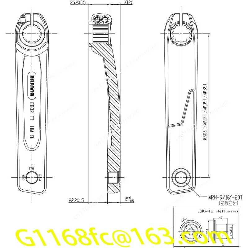 Cranks Bafang M560 M600 M510 Electric Bike Motor Mid Mounted Motor 152MM/160MM/165MM/170MM Bicycle Crank Arm E-Bike
