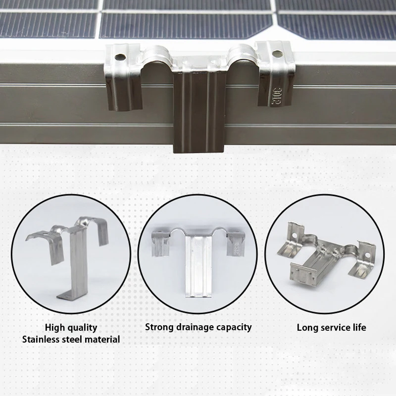 10Pcs 30/35MM Stainless Steel Solar Panel Photovoltaic Water Guide Clip Deflector Mud Drain Button Water Redirection Clips