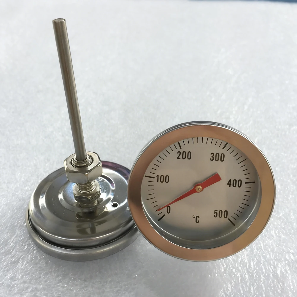 BBQ Thermometer Stainless Steel Oven Thermometer Bimetallic Thermometer 0-500°C 52mm Large Grills Thermometer Measuring Tools